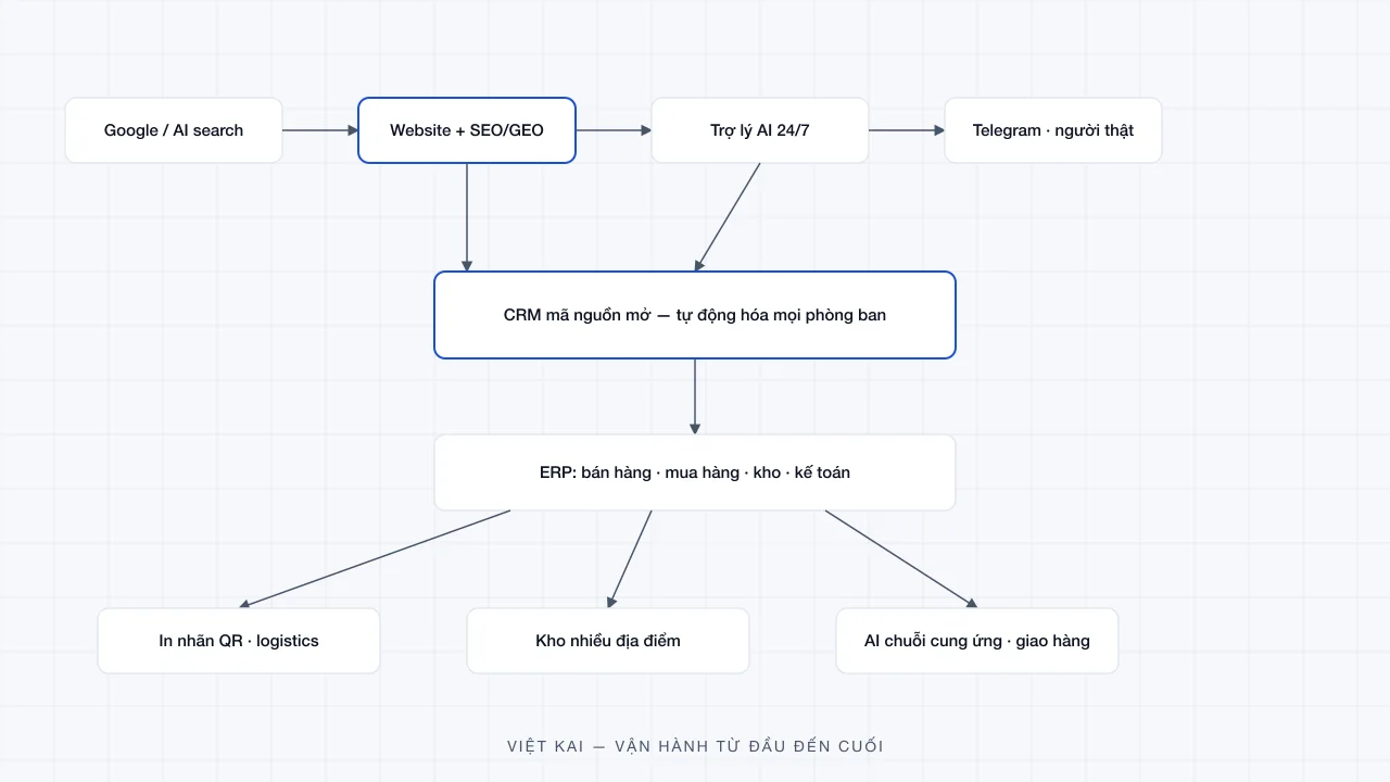 Việt Kai: Nhà Cung Cấp Da Hàng Đầu Việt Nam Vận Hành Toàn Bộ Doanh Nghiệp Bằng AI, SEO, CRM Và ERP